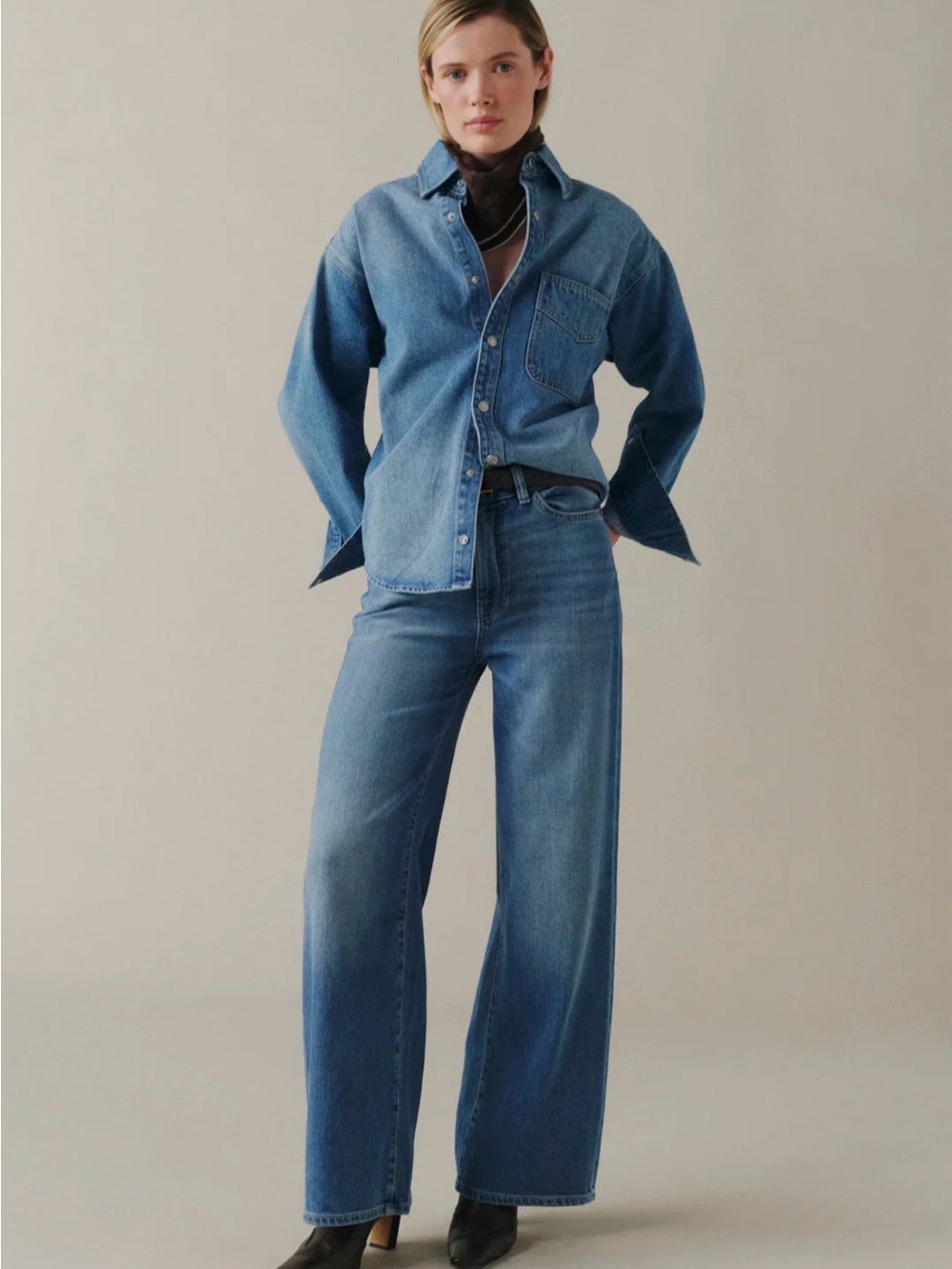 Warp + Weft Wide-Leg Denim in Medium Blue
